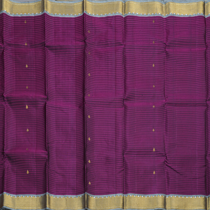 Hayagrivas Dark Purple Handloom Kanjivaram Silk Saree with Dark Grey Border BBD1376L1-1