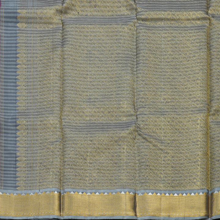 Hayagrivas Dark Purple Handloom Kanjivaram Silk Saree with Dark Grey Border BBD1376L1-1