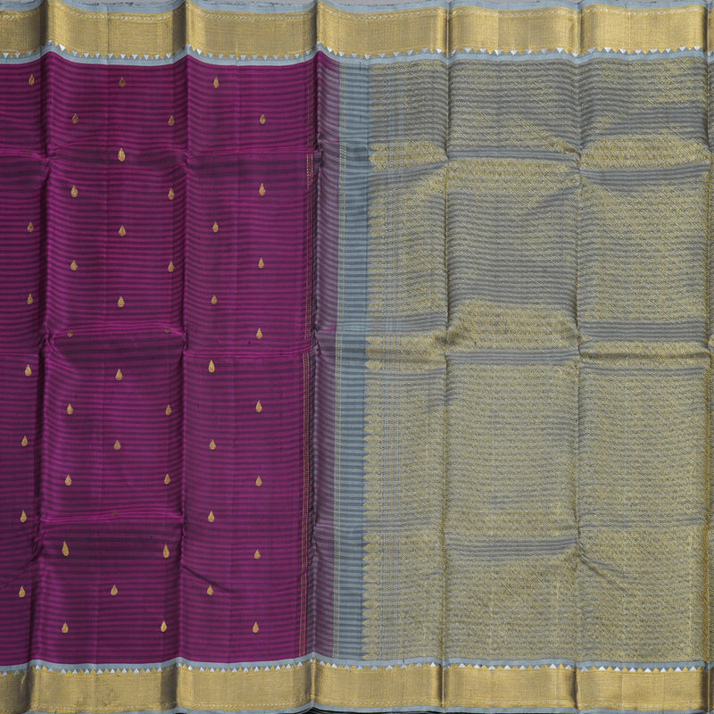 Hayagrivas Dark Purple Handloom Kanjivaram Silk Saree with Dark Grey Border BBD1376L1-1