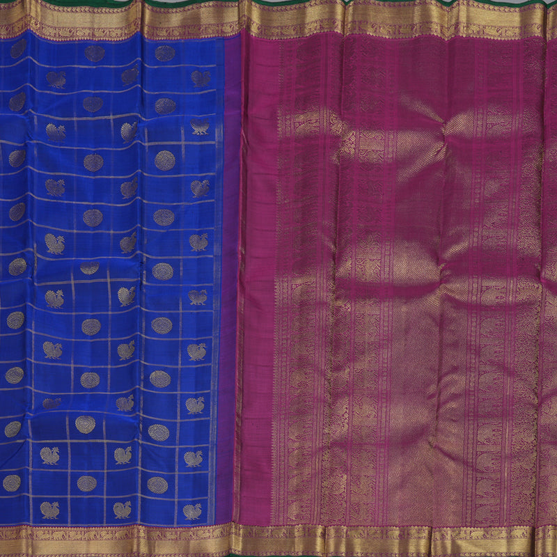 Hayagrivas Blue Handloom Kanjivaram Silk Saree with Dark Purple Border BBD1378L1-1