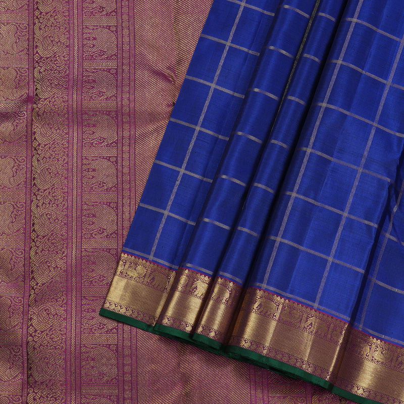 Hayagrivas Blue Handloom Kanjivaram Silk Saree with Dark Purple Border BBD1378L1-1