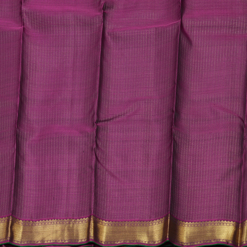 Hayagrivas Bottle Green Handloom Kanjivaram Silk Saree with Purple Border BBD1379L1-1