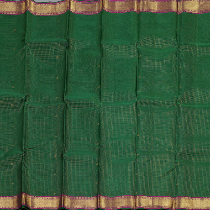 Hayagrivas Bottle Green Handloom Kanjivaram Silk Saree with Purple Border BBD1379L1-1