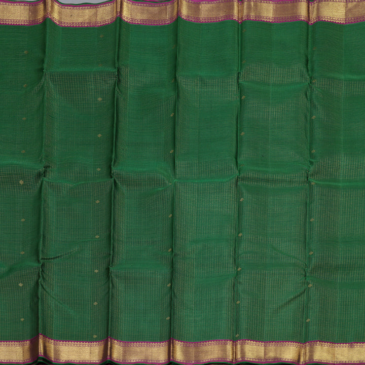 Hayagrivas Bottle Green Handloom Kanjivaram Silk Saree with Purple Border BBD1379L1-1