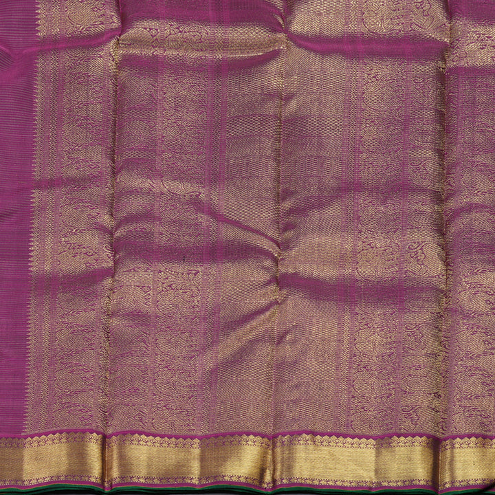 Hayagrivas Bottle Green Handloom Kanjivaram Silk Saree with Purple Border BBD1379L1-1