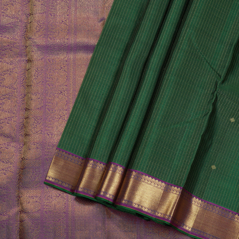 Hayagrivas Bottle Green Handloom Kanjivaram Silk Saree with Purple Border BBD1379L1-1