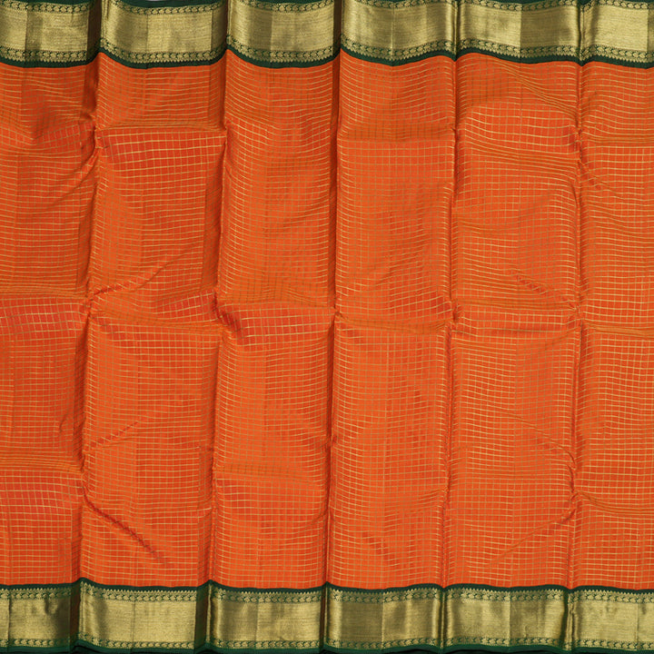 Hayagrivas Orange Handloom Kanjivaram Silk Saree with Bottle Green Border BBD1380L1-1