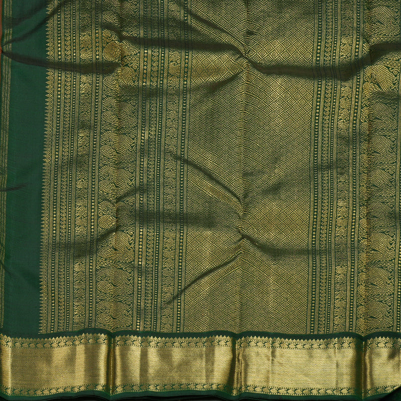 Hayagrivas Orange Handloom Kanjivaram Silk Saree with Bottle Green Border BBD1380L1-1