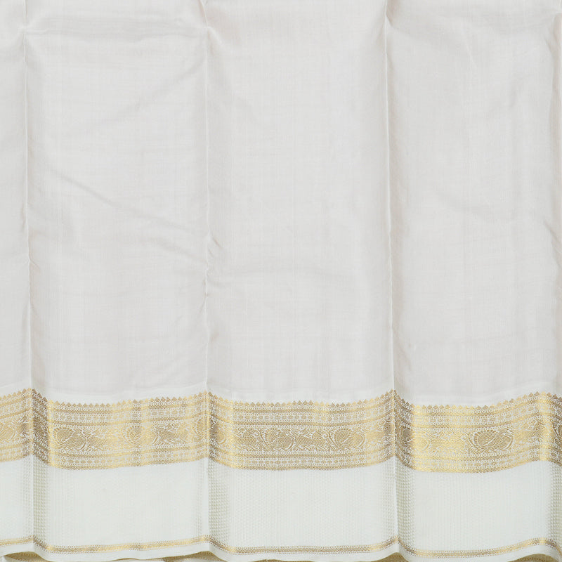 Hayagrivas Orange Handloom Kanjivaram Silk Saree with Off White Border BBD1380L2-1