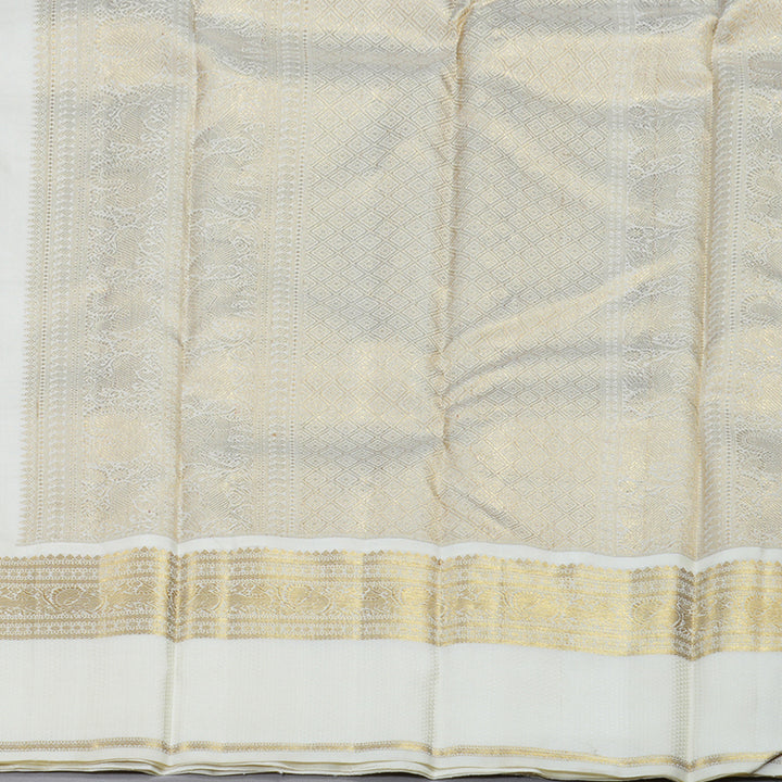 Hayagrivas Orange Handloom Kanjivaram Silk Saree with Off White Border BBD1380L2-1