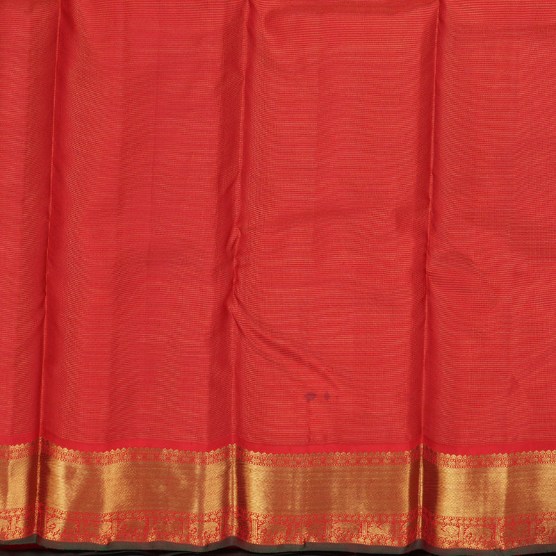 Hayagrivas Bottle Green Handloom Kanjivaram Silk Saree with Red Border BBD1380L6-1