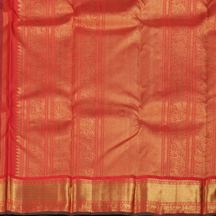 Hayagrivas Bottle Green Handloom Kanjivaram Silk Saree with Red Border BBD1380L6-1