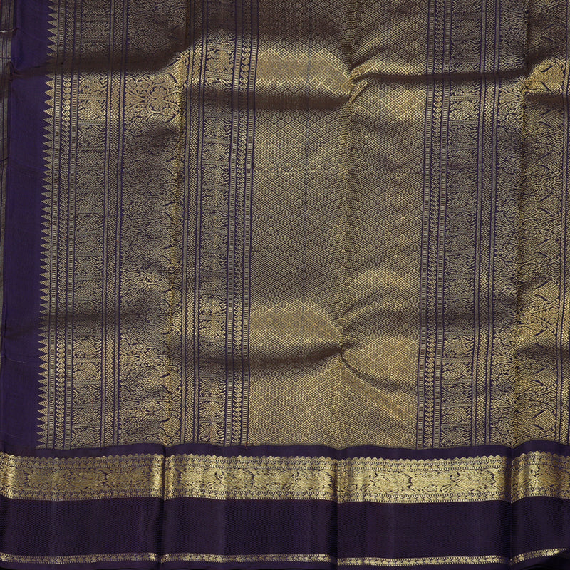 Hayagrivas Multi Color Checks Handloom Kanjivaram Silk Saree with Dark Blue Border BBD1380L7-1