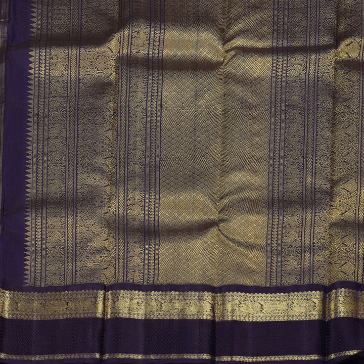 Hayagrivas Multi Color Checks Handloom Kanjivaram Silk Saree with Dark Blue Border BBD1380L7-1