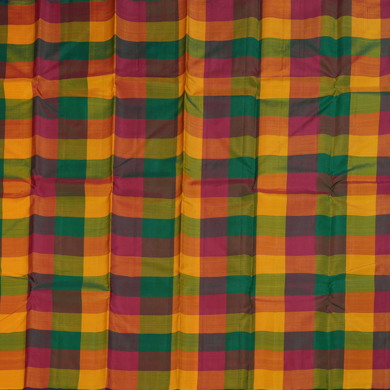 Hayagrivas Multi Color Checks Handloom Kanjivaram Silk Saree BBD1381L1-1