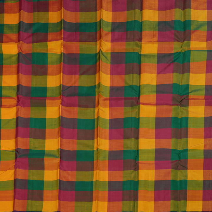 Hayagrivas Multi Color Checks Handloom Kanjivaram Silk Saree BBD1381L1-1