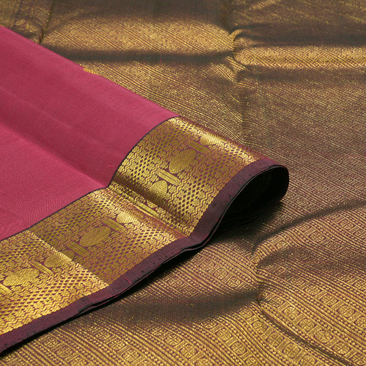 Hayagrivas Rich Maroon Handloom Kanjivaram Silk Saree with Mandhalir Border BBD1381L4-1