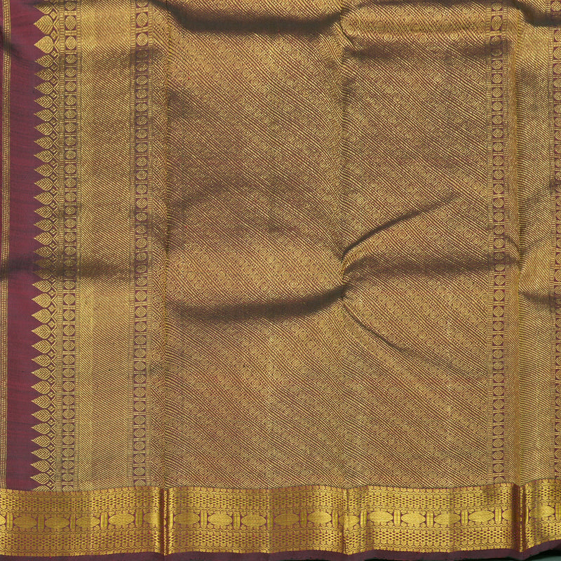 Hayagrivas Rich Maroon Handloom Kanjivaram Silk Saree with Mandhalir Border BBD1381L4-1