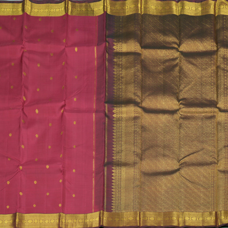 Hayagrivas Rich Maroon Handloom Kanjivaram Silk Saree with Mandhalir Border BBD1381L4-1