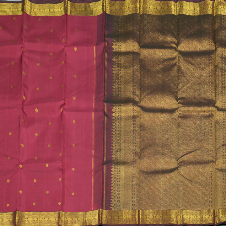 Hayagrivas Rich Maroon Handloom Kanjivaram Silk Saree with Mandhalir Border BBD1381L4-1