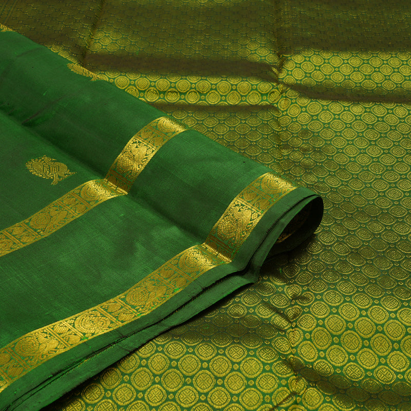 Hayagrivas Handloom Green Kanjivaram Silk Saree BBD1384L2-1