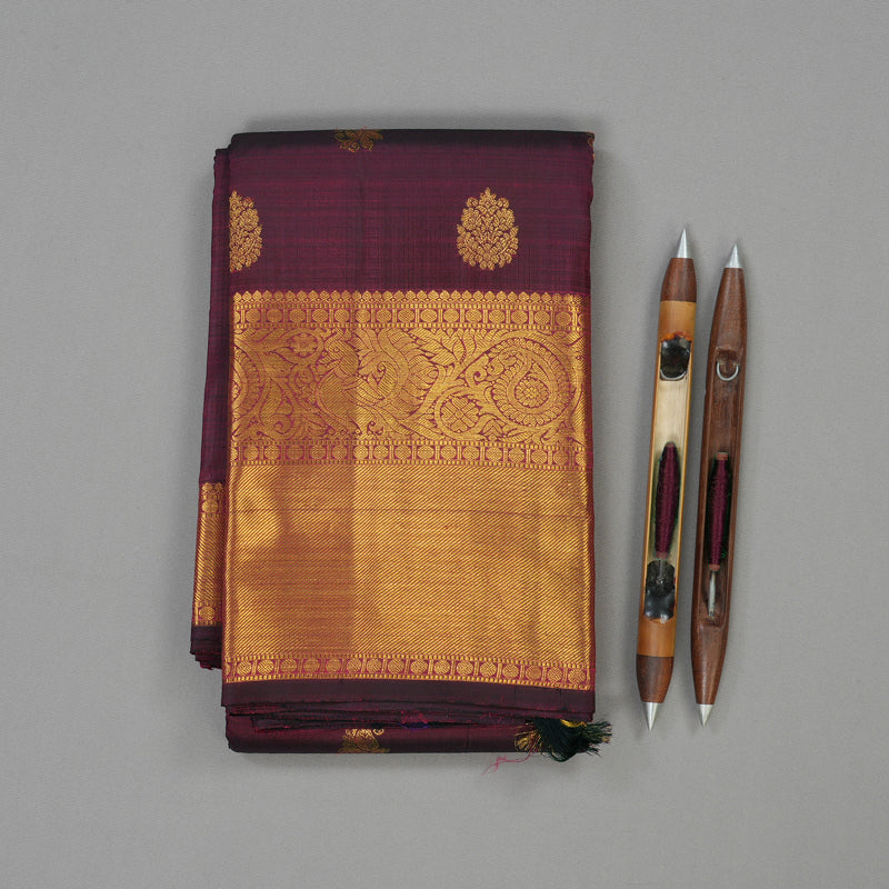 Hayagrivas Handloom Wine Kanjivaram Silk Saree BBD1384L4-2