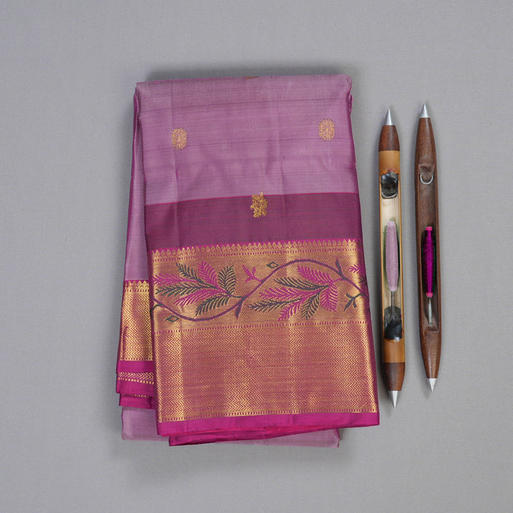 Hayagrivas Light Plum Purple Handloom Kanjivaram Silk Saree with Dark Purple Border BBD1384L4-4
