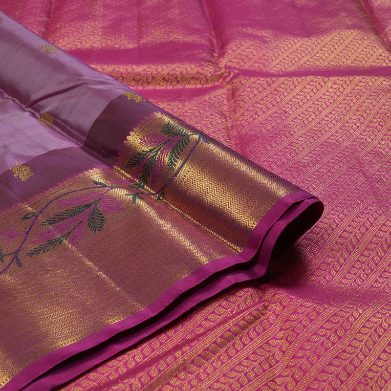 Hayagrivas Light Plum Purple Handloom Kanjivaram Silk Saree with Dark Purple Border BBD1384L4-4