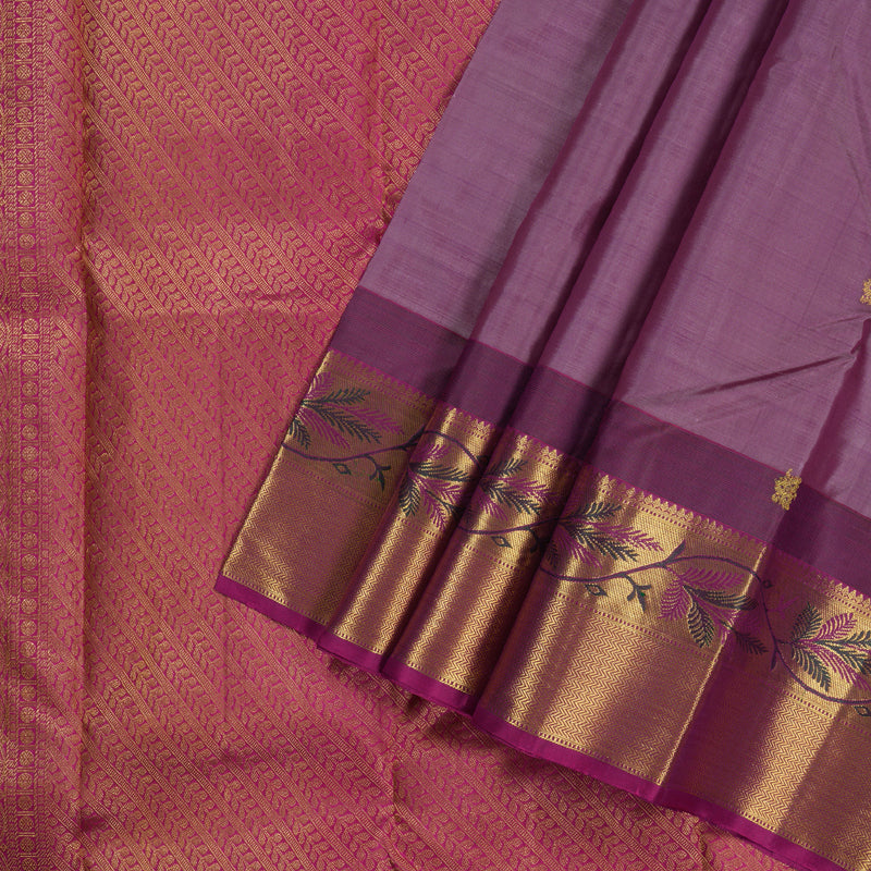 Hayagrivas Light Plum Purple Handloom Kanjivaram Silk Saree with Dark Purple Border BBD1384L4-4