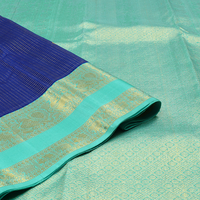 Hayagrivas Handloom Kanjivaram Silk Saree in Exquisite Blue BBD1385L5-1