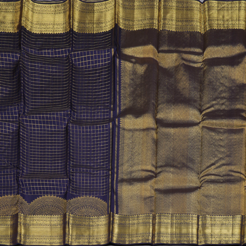 Hayagrivas Dark Blue Handloom Kanjivaram Silk Saree BBD1388L1-2