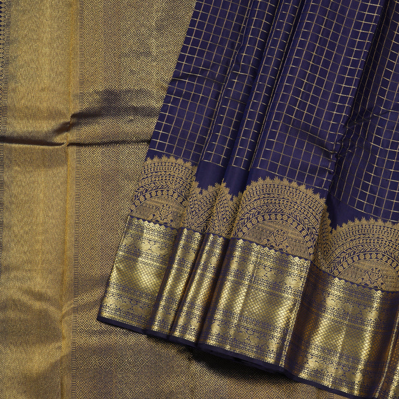 Hayagrivas Dark Blue Handloom Kanjivaram Silk Saree BBD1388L1-2