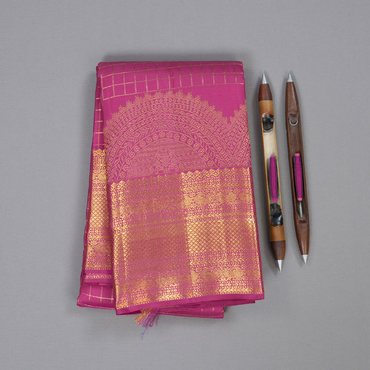 Hayagrivas Dark Pink Handloom Kanjivaram Silk Saree BBD1388L1-3