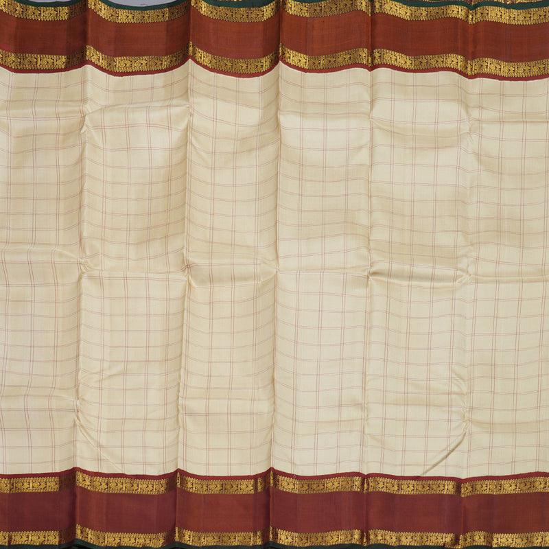 Hayagrivas Sandal Beige Handloom Kanjivaram Silk Saree with Brick Red Border BBD1389L1-1