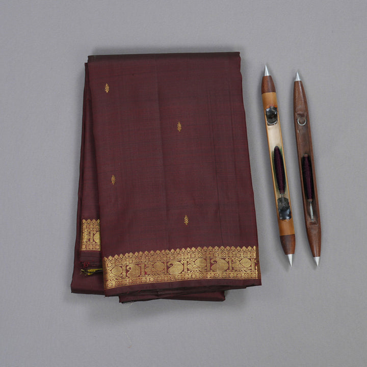 Hayagrivas Wine Maroon Handloom Kanjivaram Silk Saree BBD1390L1-7