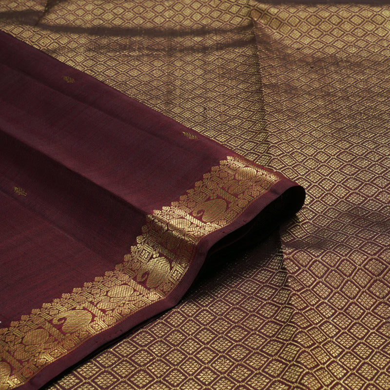 Hayagrivas Wine Maroon Handloom Kanjivaram Silk Saree BBD1390L1-7