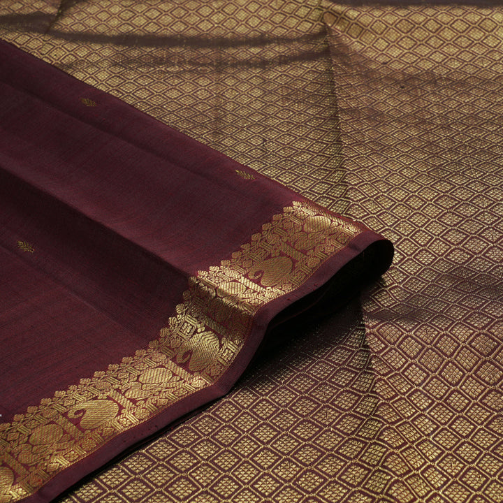 Hayagrivas Wine Maroon Handloom Kanjivaram Silk Saree BBD1390L1-7