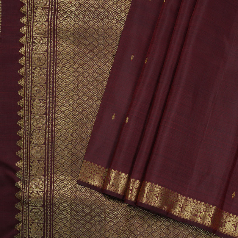 Hayagrivas Wine Maroon Handloom Kanjivaram Silk Saree BBD1390L1-7