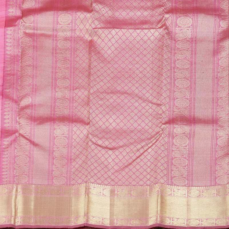 Hayagrivas Baby Pink Handloom Kanjivaram Silk Saree with Dark Pink Border BBD1390L3-4