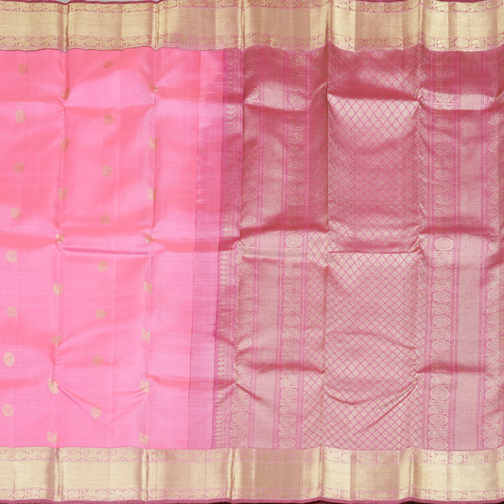 Hayagrivas Baby Pink Handloom Kanjivaram Silk Saree with Dark Pink Border BBD1390L3-4
