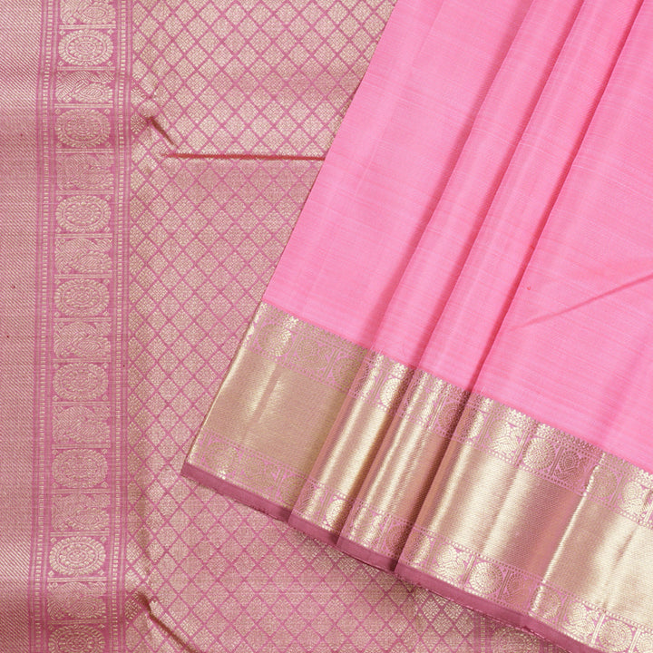 Hayagrivas Baby Pink Handloom Kanjivaram Silk Saree with Dark Pink Border BBD1390L3-4