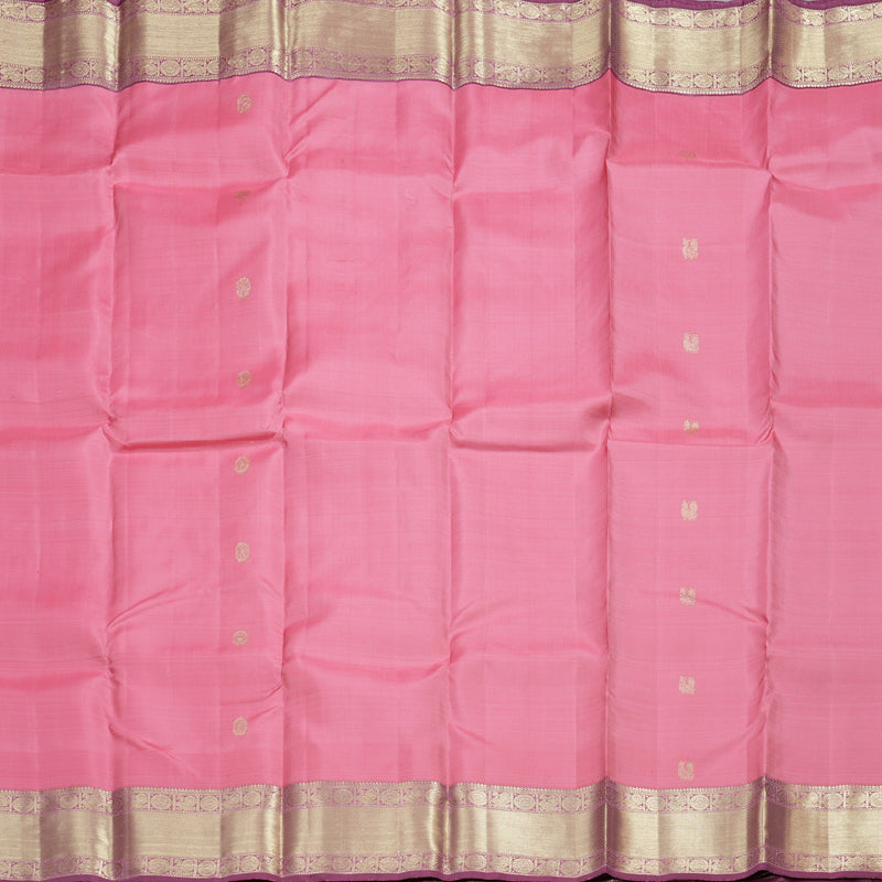 Hayagrivas Dark Baby Pink Handloom Kanjivaram Silk Saree with Purple Border BBD1390L3-7