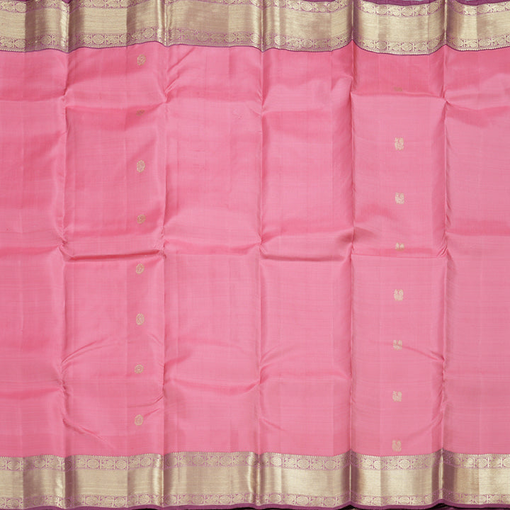 Hayagrivas Dark Baby Pink Handloom Kanjivaram Silk Saree with Purple Border BBD1390L3-7