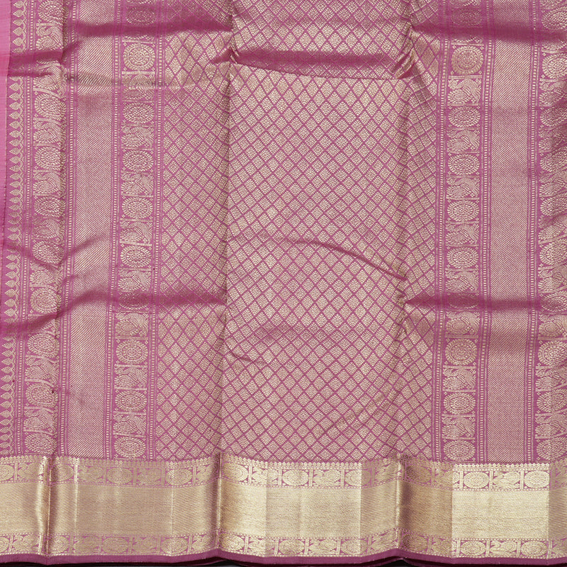 Hayagrivas Dark Baby Pink Handloom Kanjivaram Silk Saree with Purple Border BBD1390L3-7
