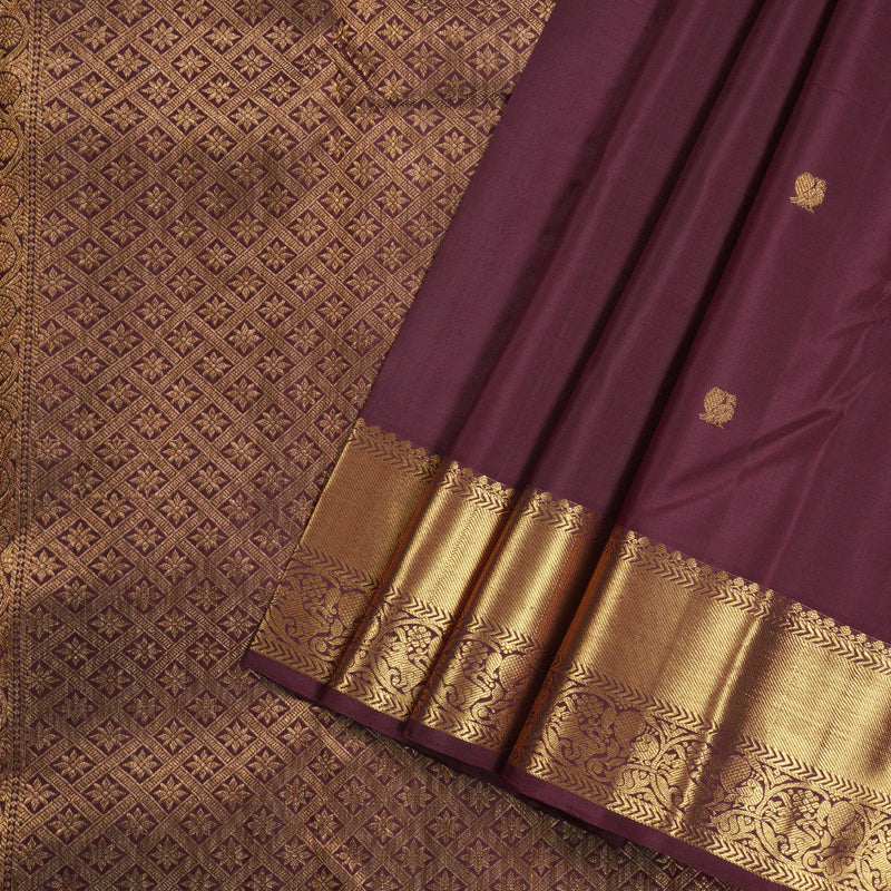 Hayagrivas Handloom Kanjivaram Silk Saree in Royal Dark Maroon BBD1395L1-1