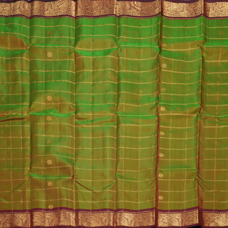 Hayagrivas Mandhalir Handloom Kanjivaram Silk Saree with Wine Maroon Border BBD1395L6-1