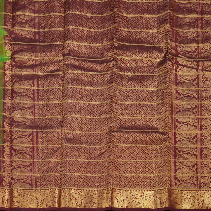 Hayagrivas Mandhalir Handloom Kanjivaram Silk Saree with Wine Maroon Border BBD1395L6-1
