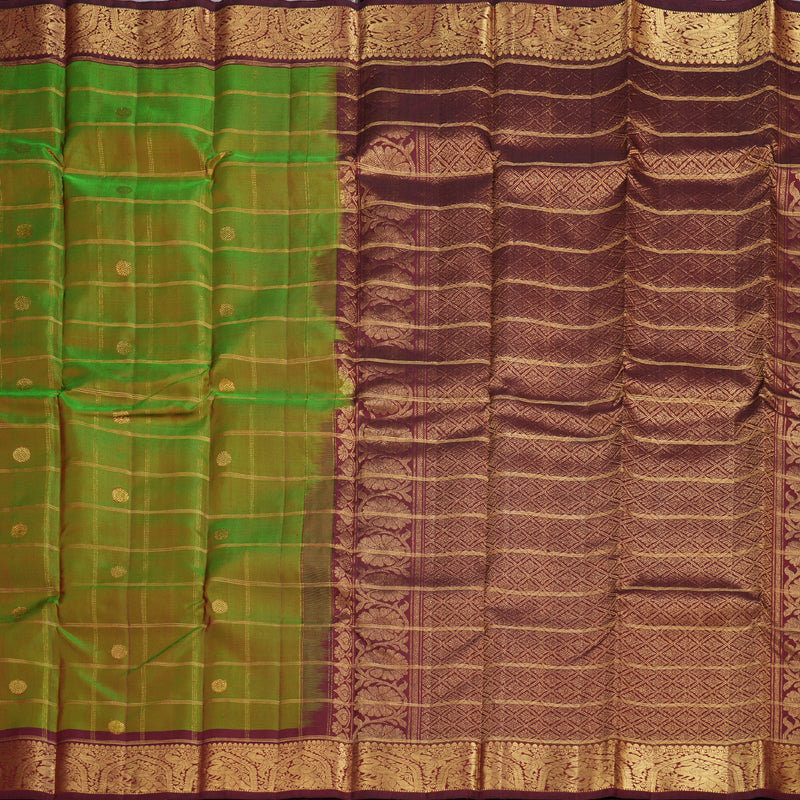 Hayagrivas Mandhalir Handloom Kanjivaram Silk Saree with Wine Maroon Border BBD1395L6-1