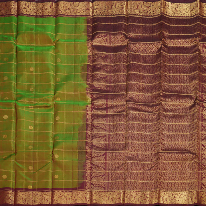 Hayagrivas Mandhalir Handloom Kanjivaram Silk Saree with Wine Maroon Border BBD1395L6-1
