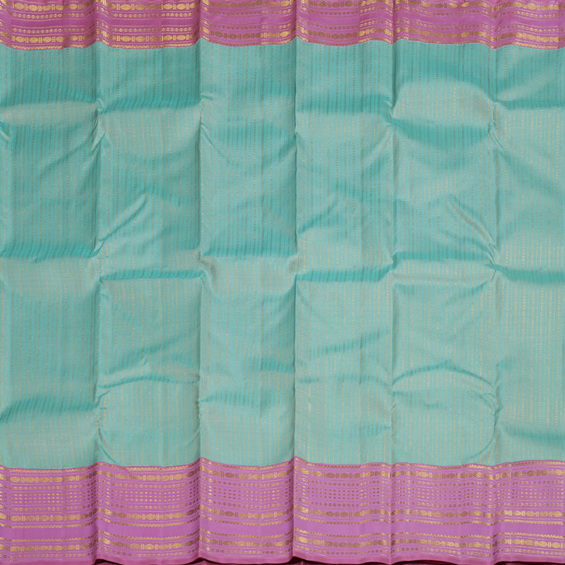 Hayagrivas Sea Blue Handloom Kanjivaram Silk Saree with Lavender Border BBD1396L3-1